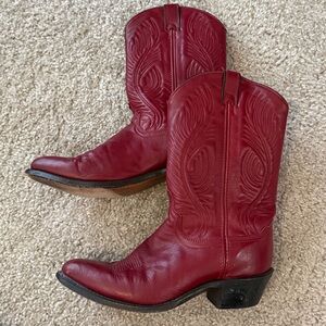 Abilene Women's Red Leather Western Cowboy Boots